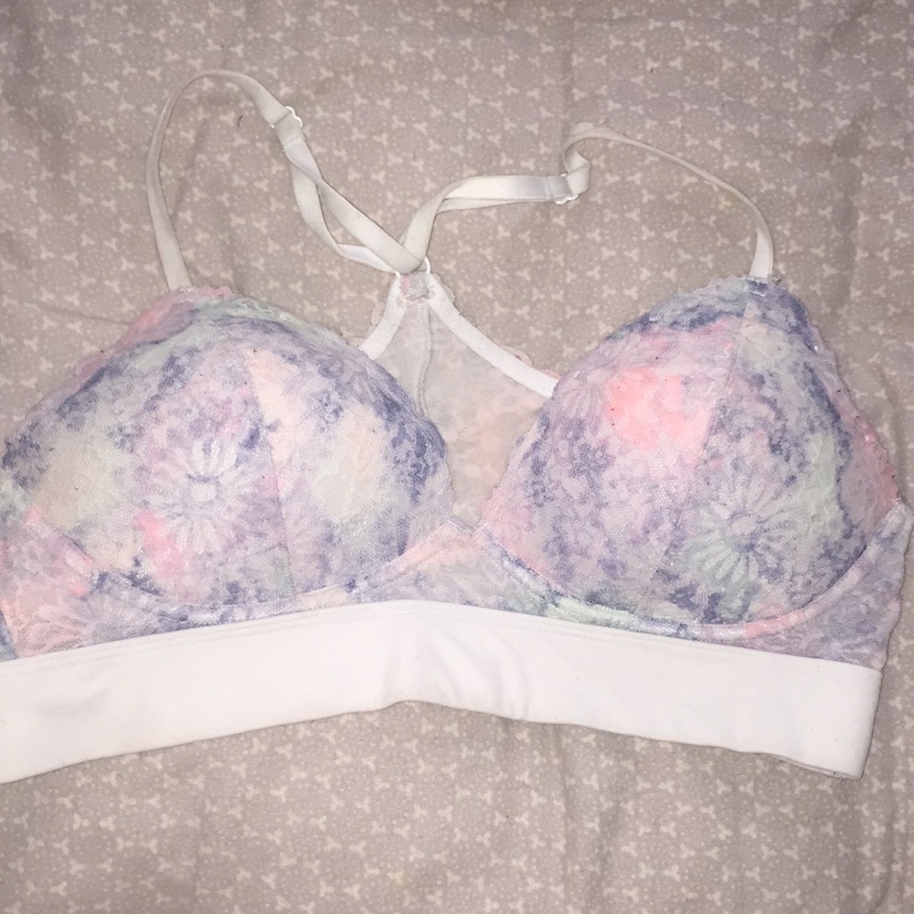 VS PINK Lacey Blue and Pink Bralette